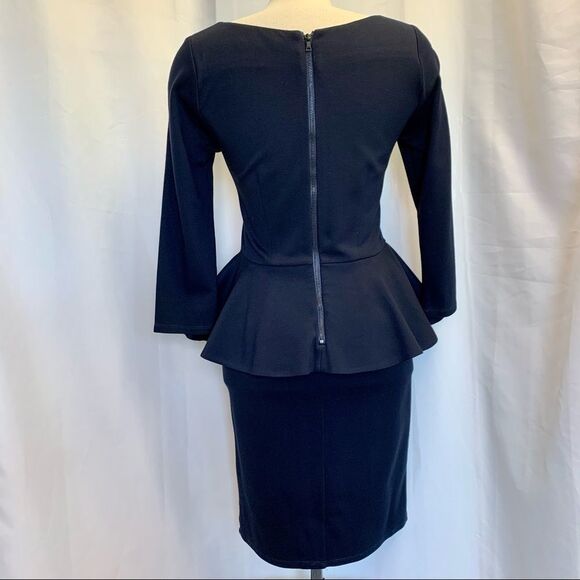 ALICE + Olivia Employed Navy blue peplum dress 10 - Picture 4 of 13